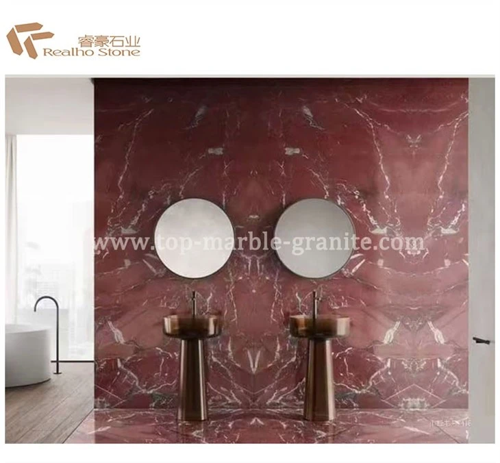 red marble bathroom wall tile